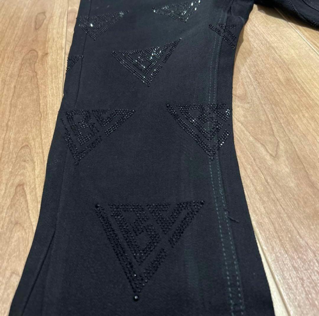 【新品未使用】valabasas ブラックフレア ラインストーンデニム 32