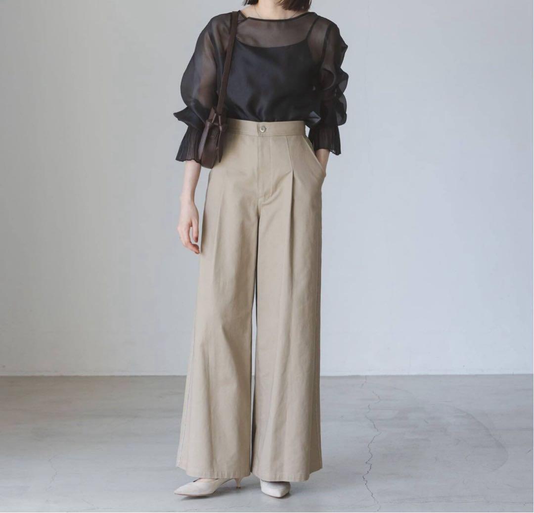 2025 aw noble ノーブル パールシアープリーツカフスブラウス 黒