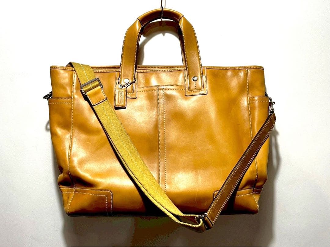 Coach コーチ オールレザーショルダー トートバッグ　旅行カバン