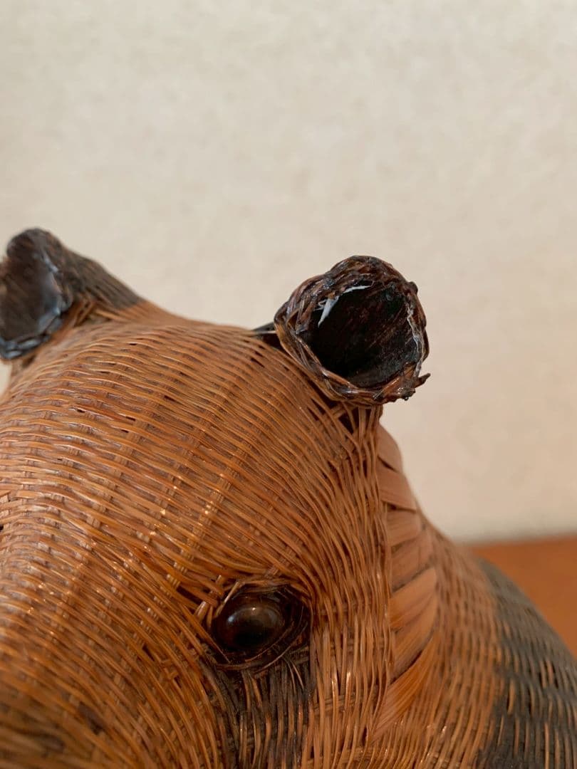 パンダ 竹製 籠 上海 中国 工芸品 小物入れ 籐 アンティーク レトロ