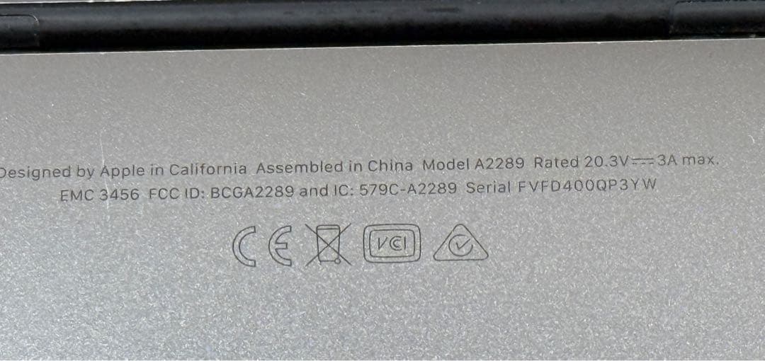 MacBook本体 Apple MacBook A2289