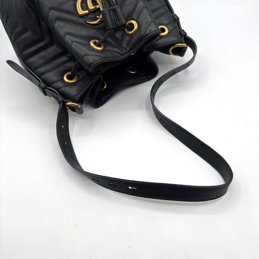 グッチ GG マーモント ハート ショルダーバッグ 20㎝ 2way 巾着 黒