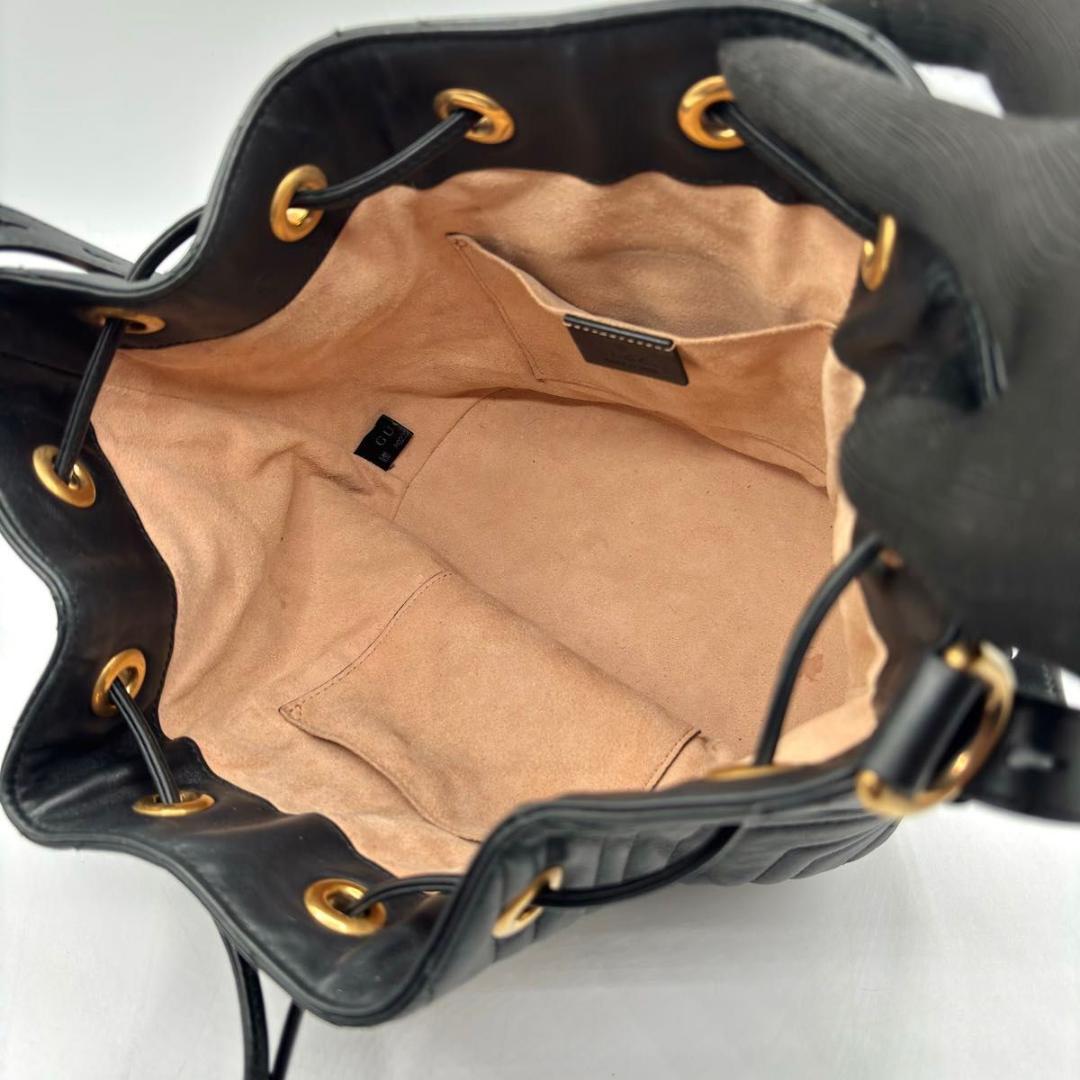 グッチ GG マーモント ハート ショルダーバッグ 20㎝ 2way 巾着 黒