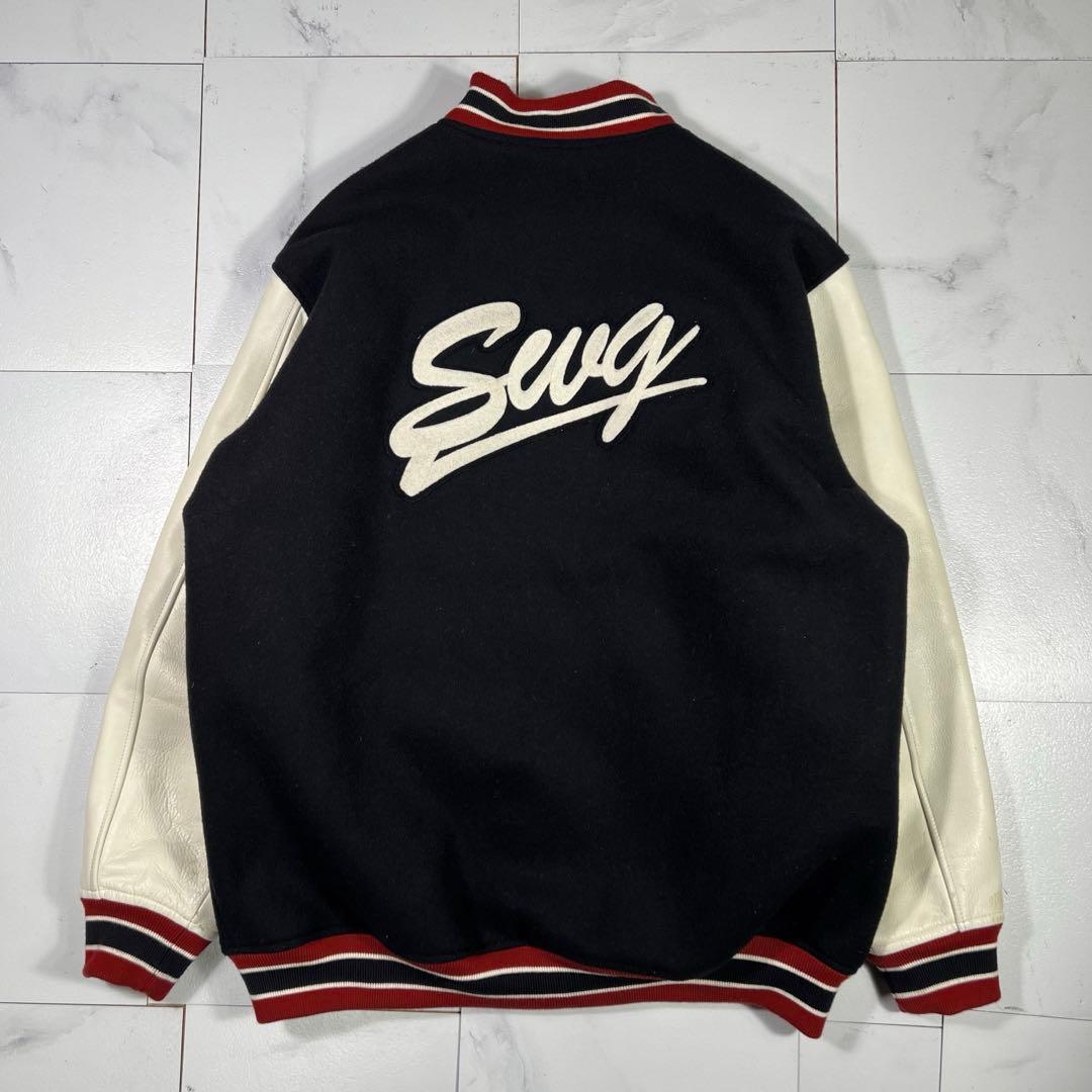 swagger スワッガー レザー切り替え スタジャン サガラ刺繍 XL