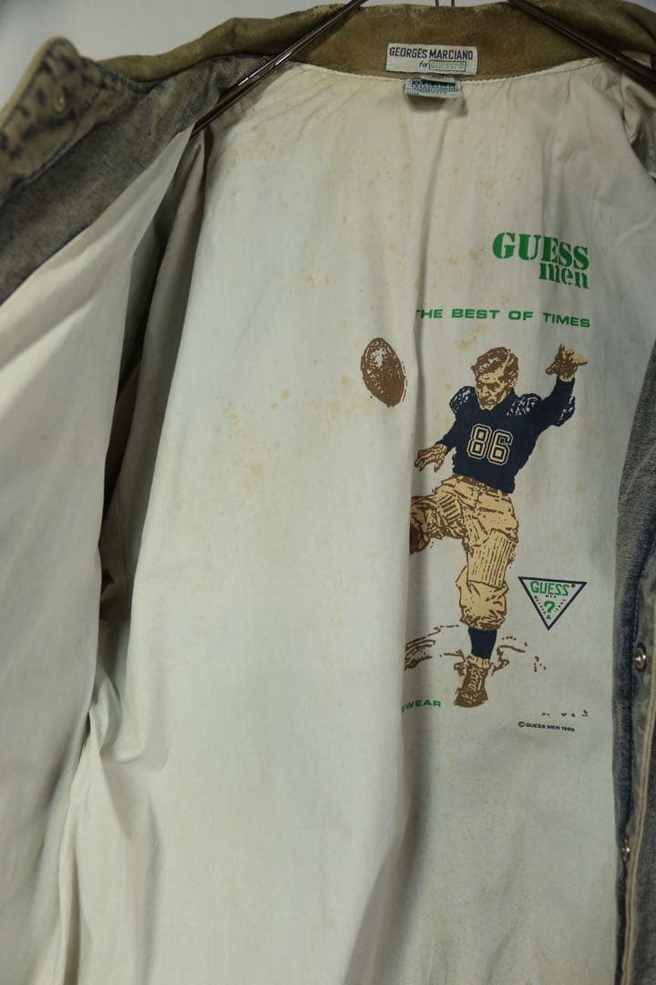 GUESS 1986’s デニム×レザージャケットXL バックトゥザフューチャー