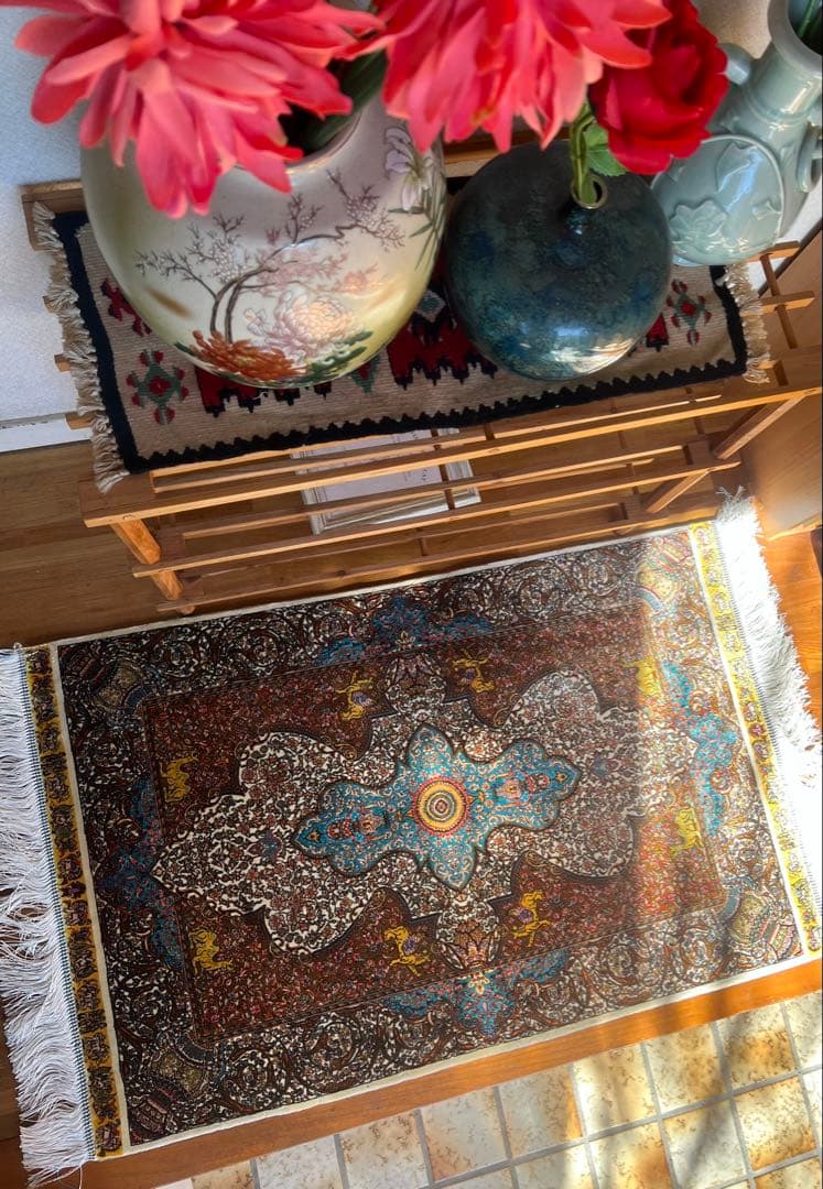 イラン、シルク銀柑シルクラグ/サイズ：60x90cm…..mp2。