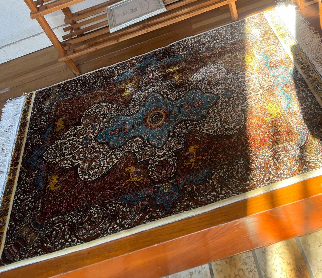 イラン、シルク銀柑シルクラグ/サイズ：60x90cm…..mp2。