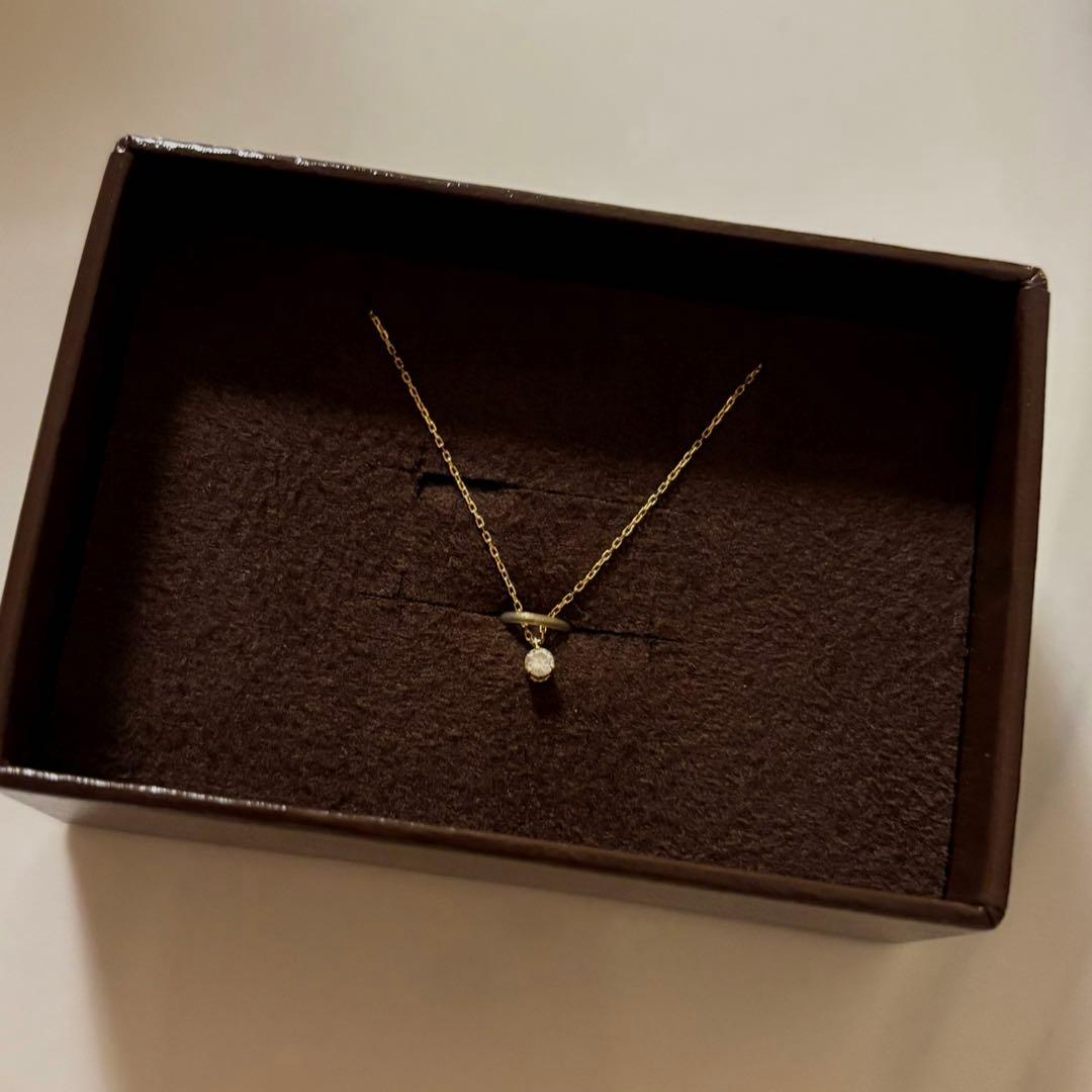 agate K18 一粒ダイヤ　ネックレス　0.05ct