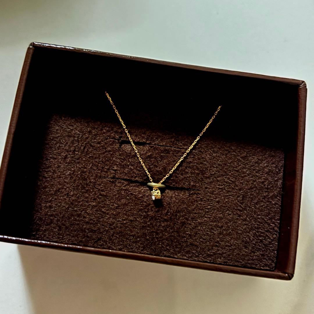 agate K18 一粒ダイヤ　ネックレス　0.05ct