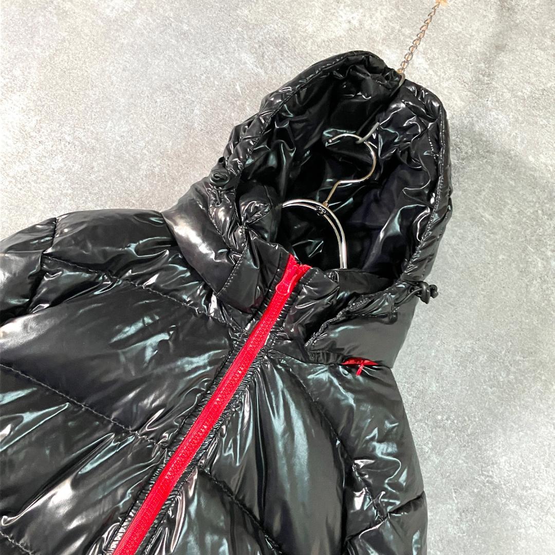 Laplaud　ダウンジャケット　長袖　ブラック　ロゴ　フーディー　フェザー