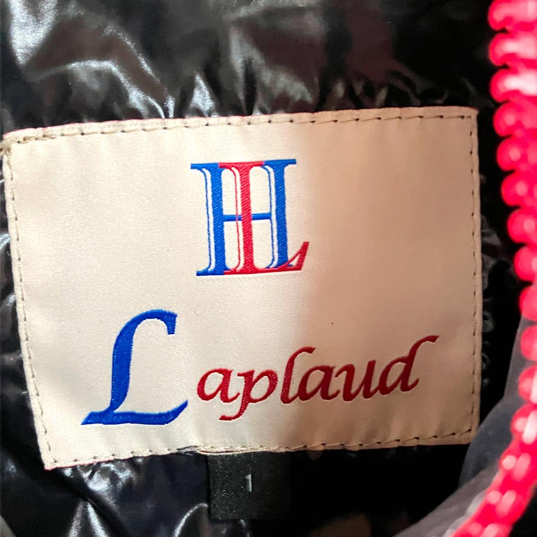 Laplaud　ダウンジャケット　長袖　ブラック　ロゴ　フーディー　フェザー