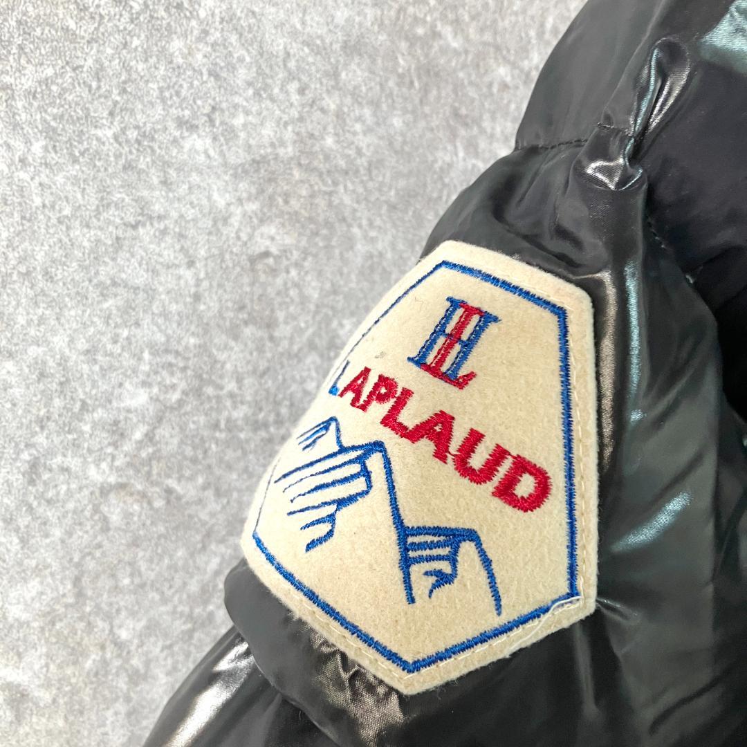 Laplaud　ダウンジャケット　長袖　ブラック　ロゴ　フーディー　フェザー