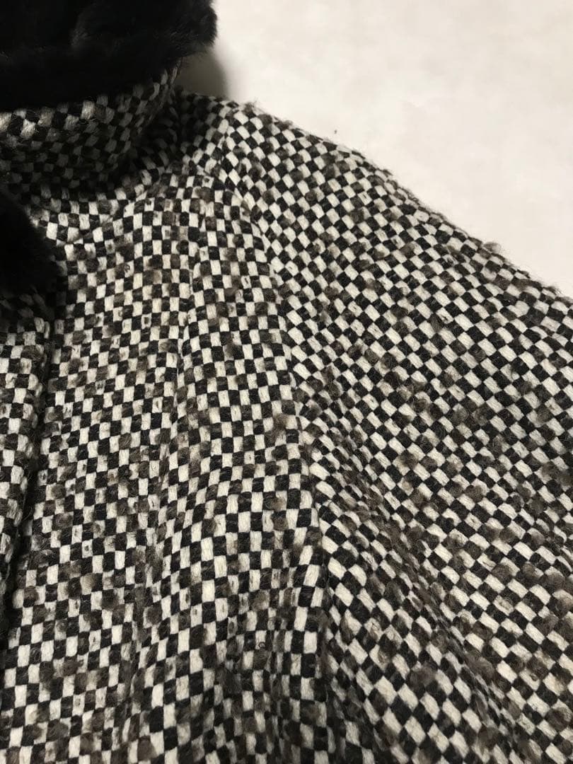 ARMANI COLLEZIONI イタリア製一松柄ファー付きコート 40