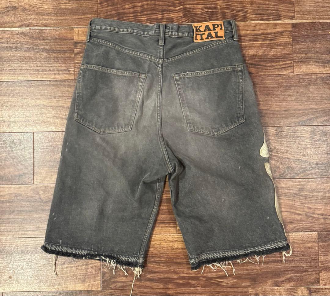 [KAPITAL]14ozブラックデニム5PショートパンツBONE 34