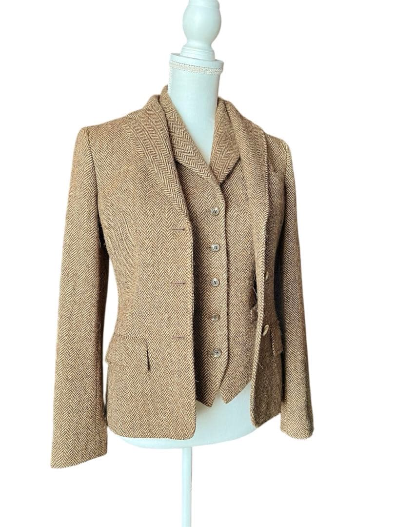 【美品】Ralph Lauren ベスト付き ヘリンボーン テーラードジャケット