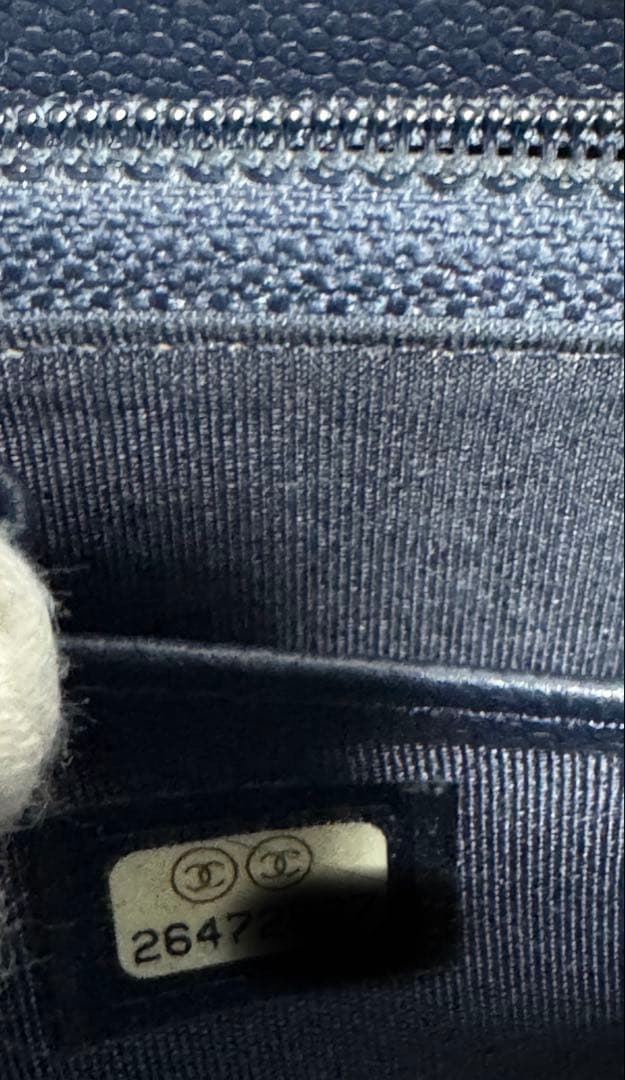 専用CHANEL ブルー シャネル ファスナー ロングウォレット　マトラッセ