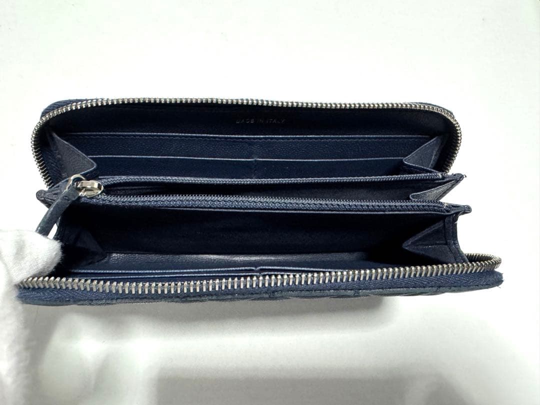専用CHANEL ブルー シャネル ファスナー ロングウォレット　マトラッセ