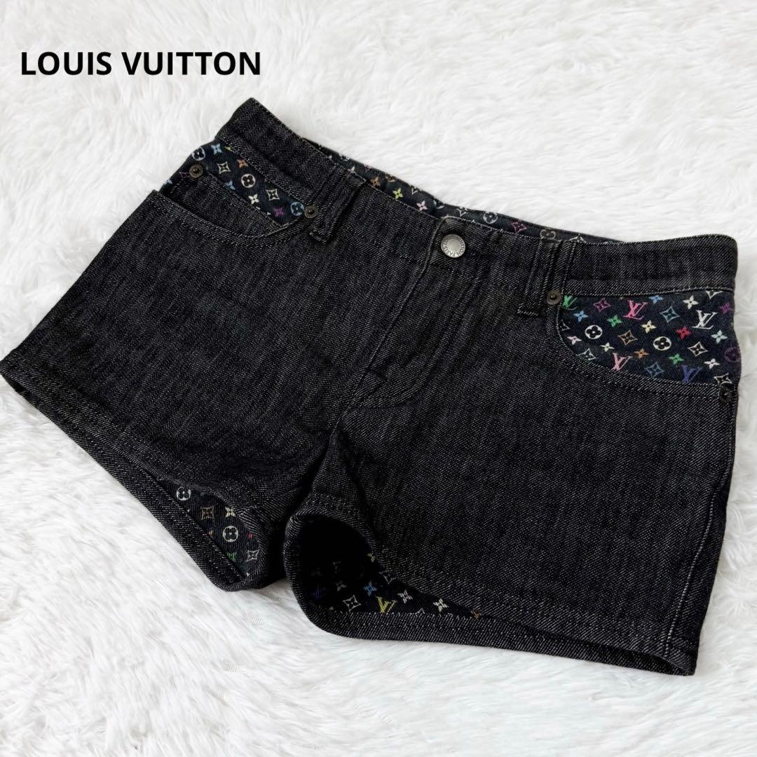 LOUIS VUITTON デニムショートパンツ モノグラム マルチカラー 36