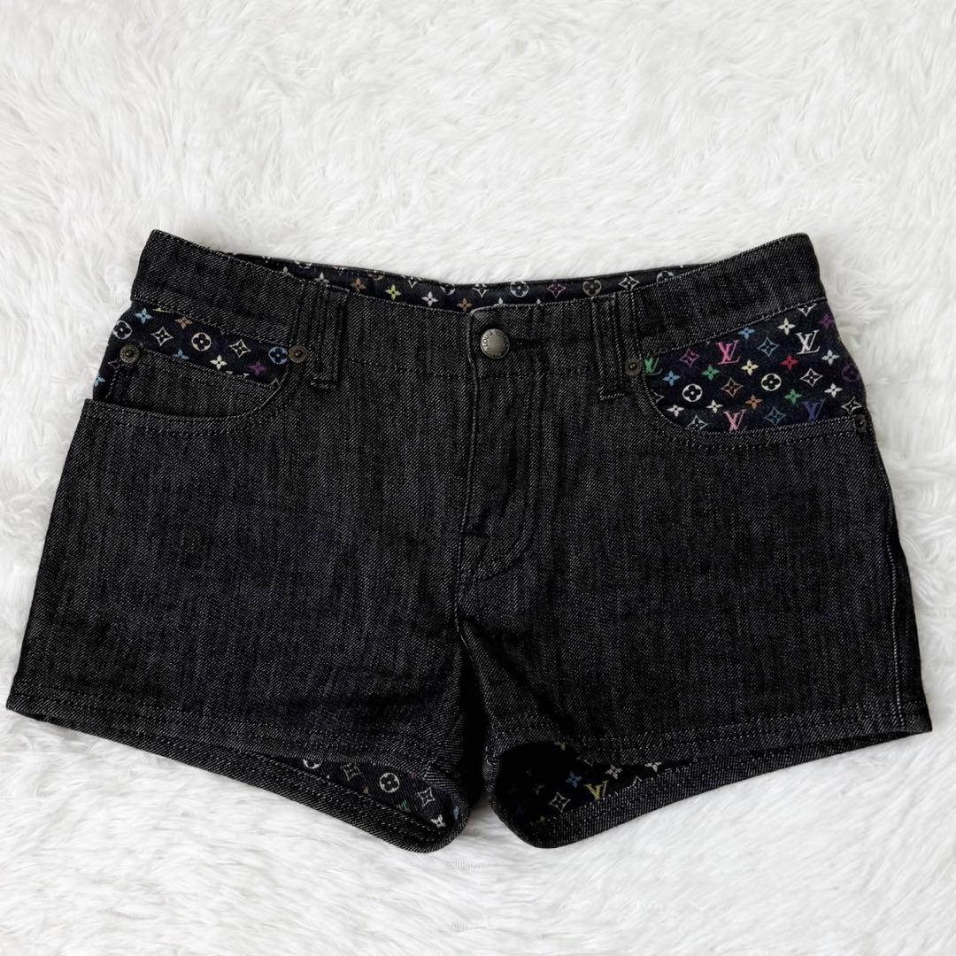LOUIS VUITTON デニムショートパンツ モノグラム マルチカラー 36