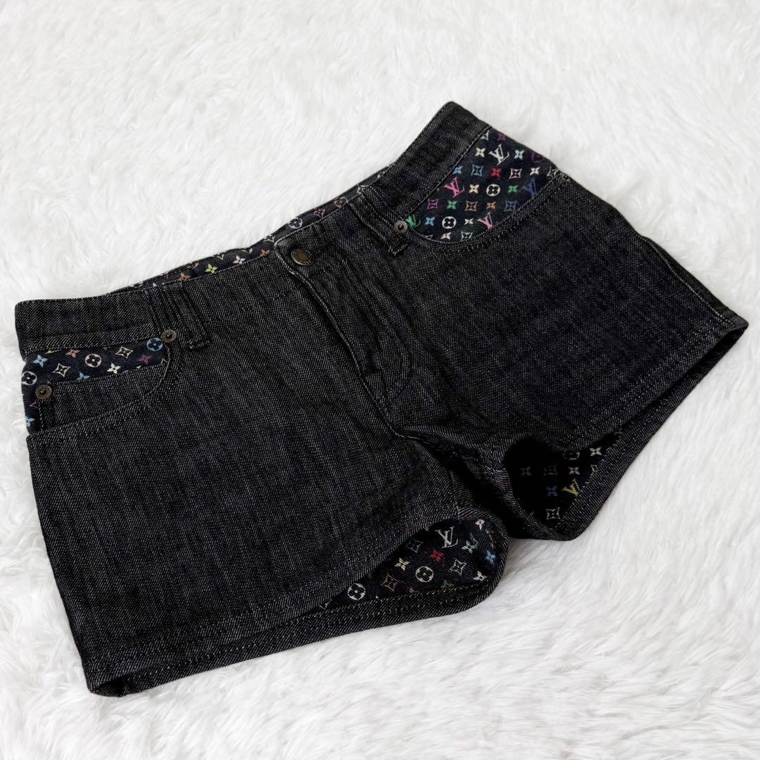 LOUIS VUITTON デニムショートパンツ モノグラム マルチカラー 36