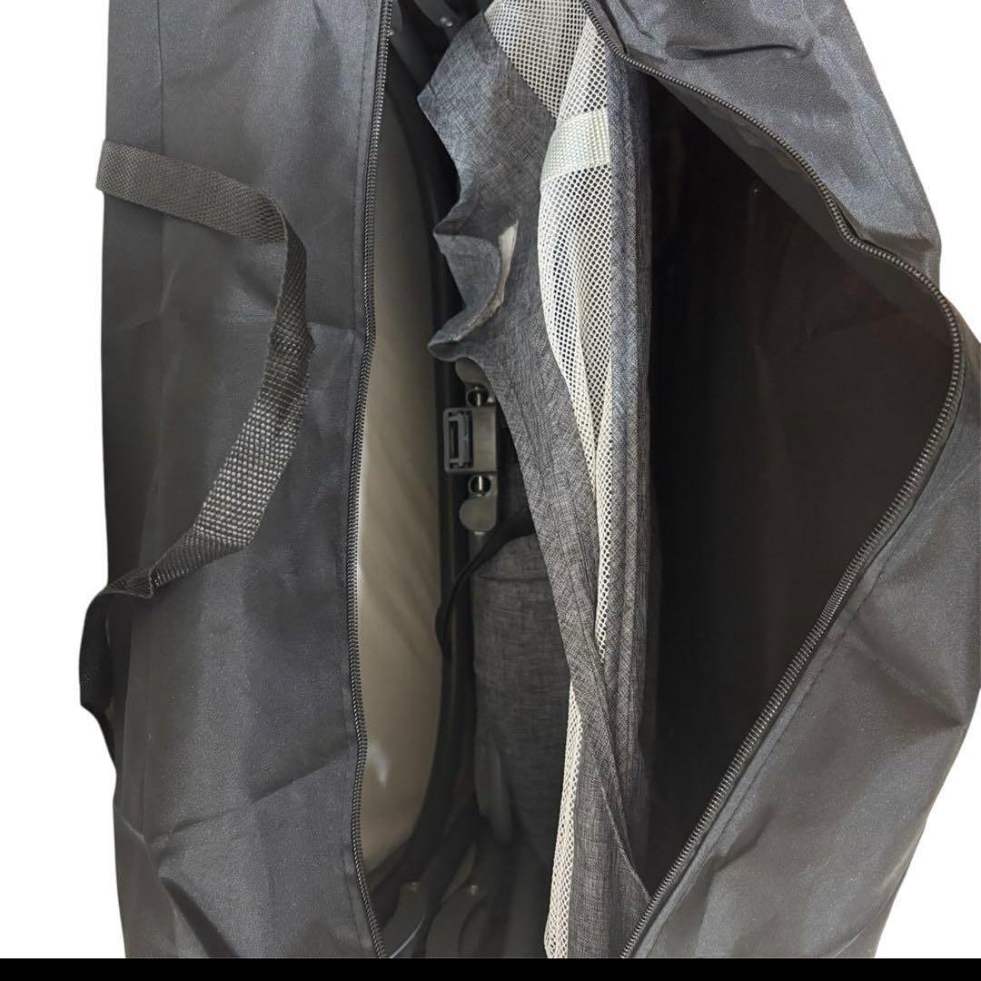 【美品】ZOOBLY 折りたたみ式 ベビーベッド グレー 蚊帳付　袋付き