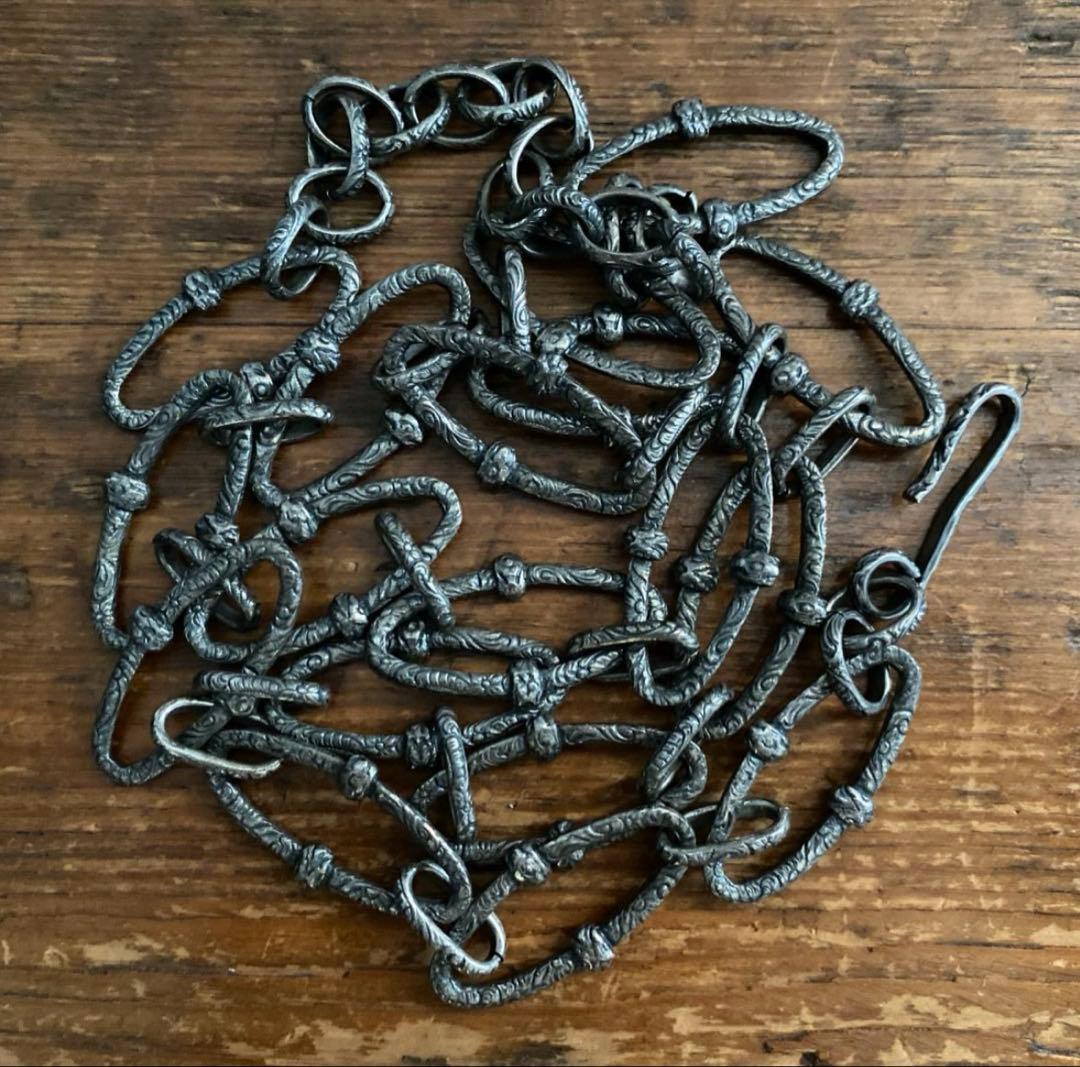 希少! ヴィンテージ 唐草彫り ウォレットチェーン アンティーク