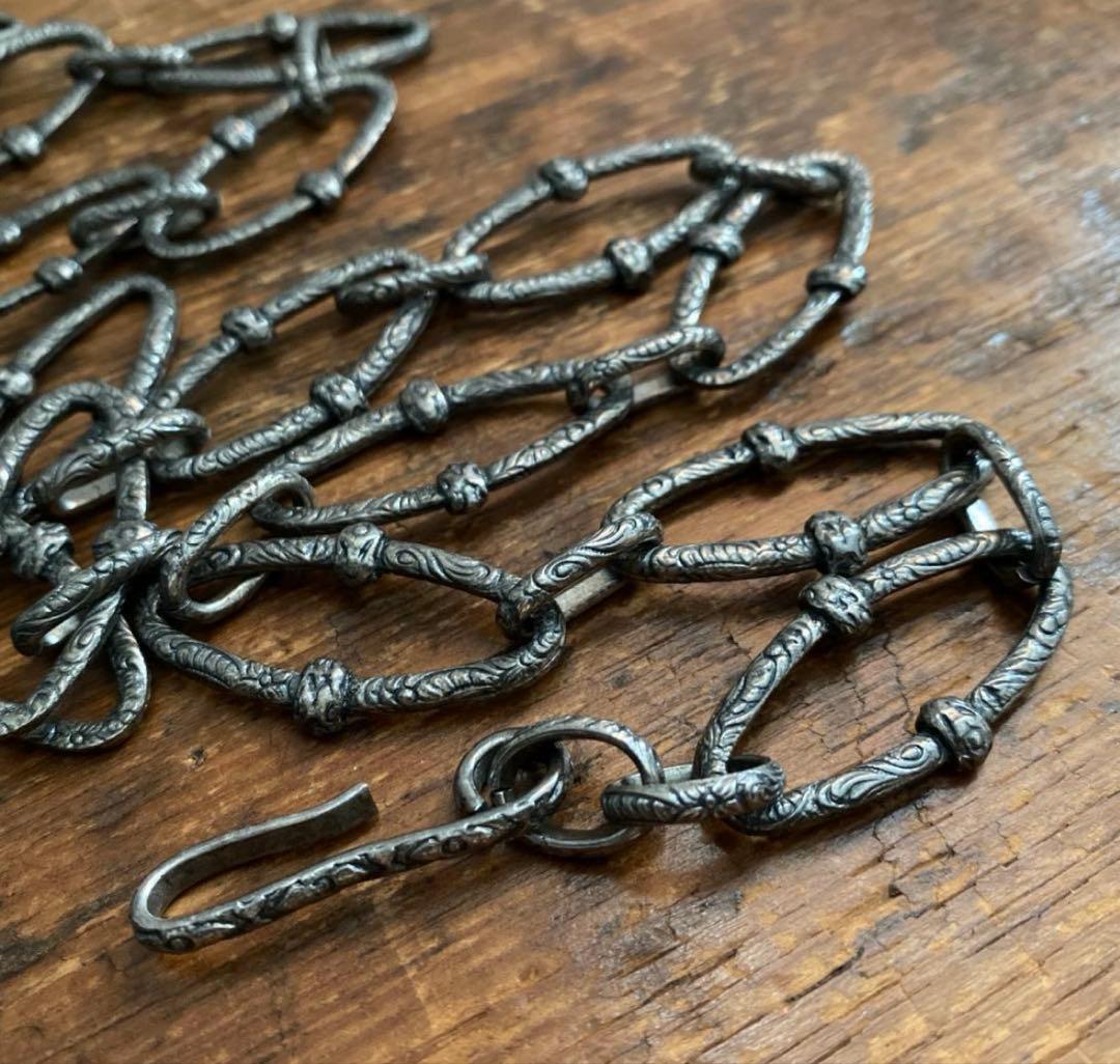 希少! ヴィンテージ 唐草彫り ウォレットチェーン アンティーク