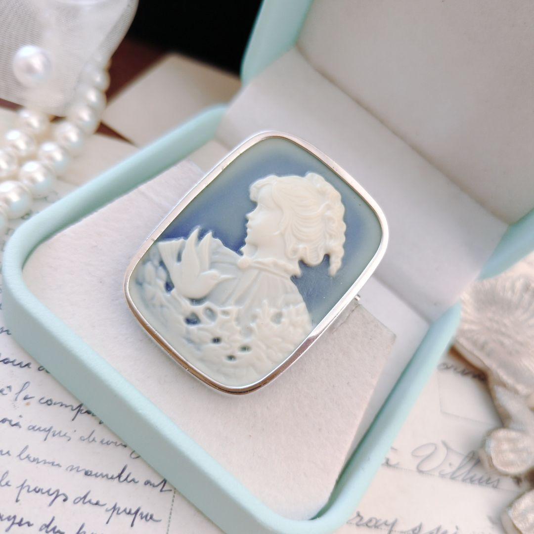 ドイツ ストーン メノウ カメオ ブローチ ペンダント CAMEO SILVER
