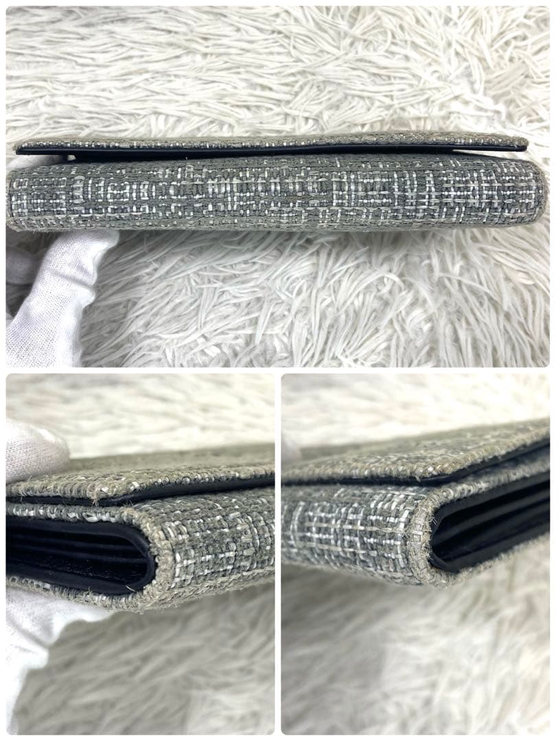 美品‼️CHANEL シャネル　長財布　ドーヴィル ツイード　ココマーク　レザー