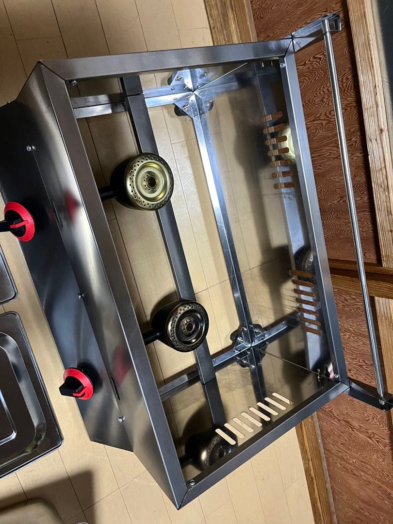 業務用2口卓上ガスフライヤー　2槽式　LPガス　油量10L×2 厨房機器