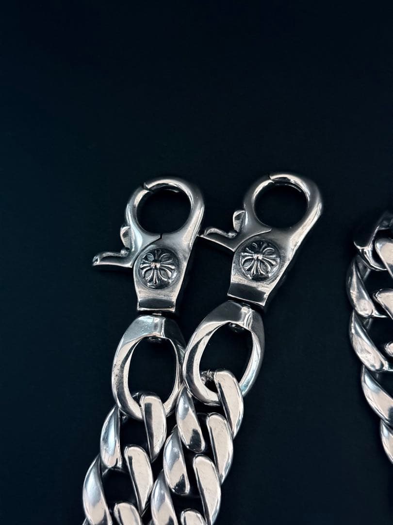 ウォレットチェーン クラシック ダブルクリップ シルバー