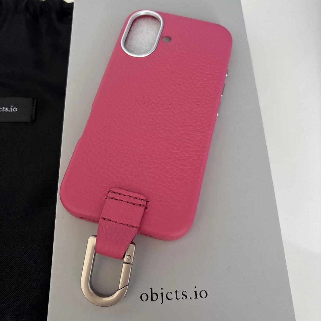 objcts.ioスマホショルダーレザーストラップ + iPhoneケースピンク