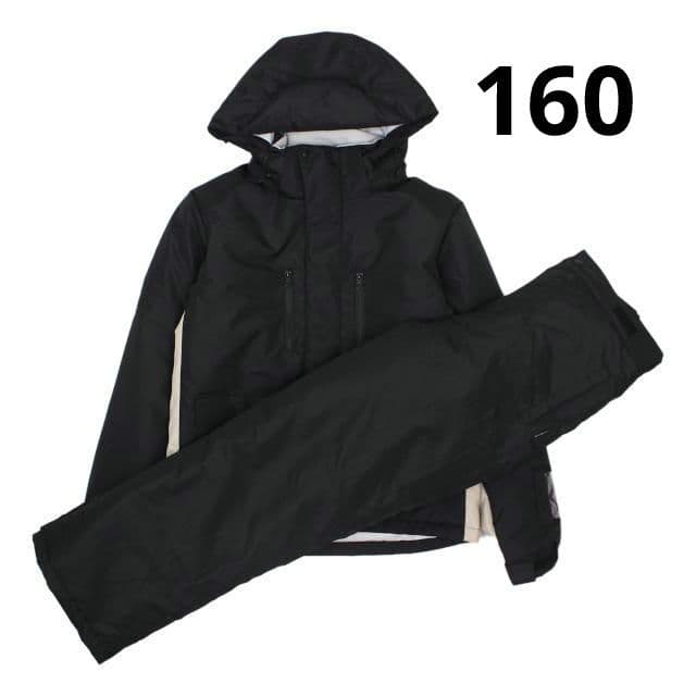 スキーウェア 上下セット サイズ調整 男の子 耐水圧5000mm ブラック160