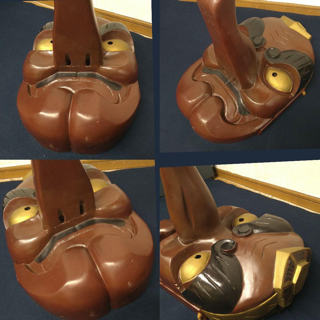 トンビAJ42 天狗面 木彫一刀彫 時代物 壁掛け 漆塗 縁起物 天狗 全