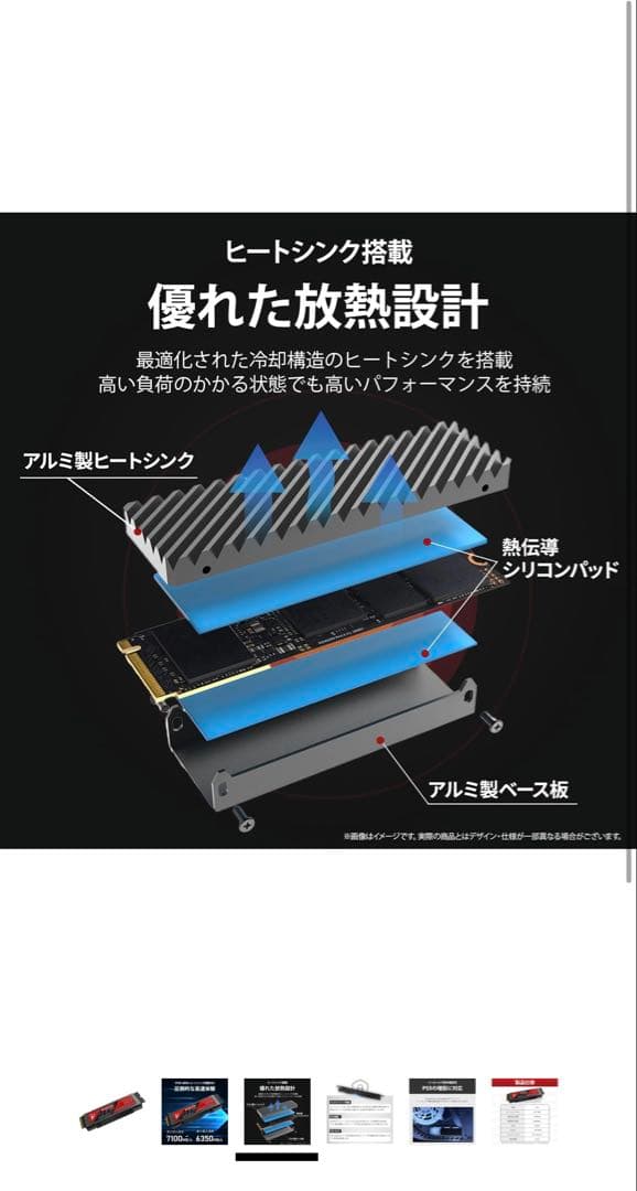 Monster 2TB PCIe Gen4 SSD ヒートシンク搭載