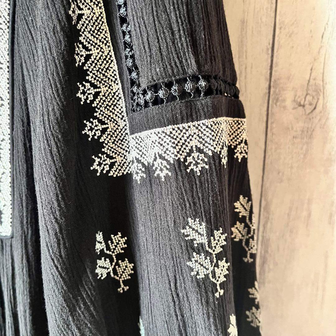 ももこ【ヌキテパ】 コットン ガーゼ リーフ エンブロイダリーヨークドレス