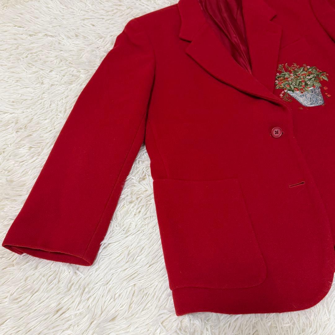 カネコイサオ　花柄刺繍ジャケット 赤　オーバーサイズ　ピンクハウス　ゆったり