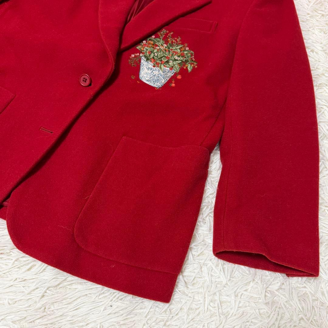 カネコイサオ　花柄刺繍ジャケット 赤　オーバーサイズ　ピンクハウス　ゆったり