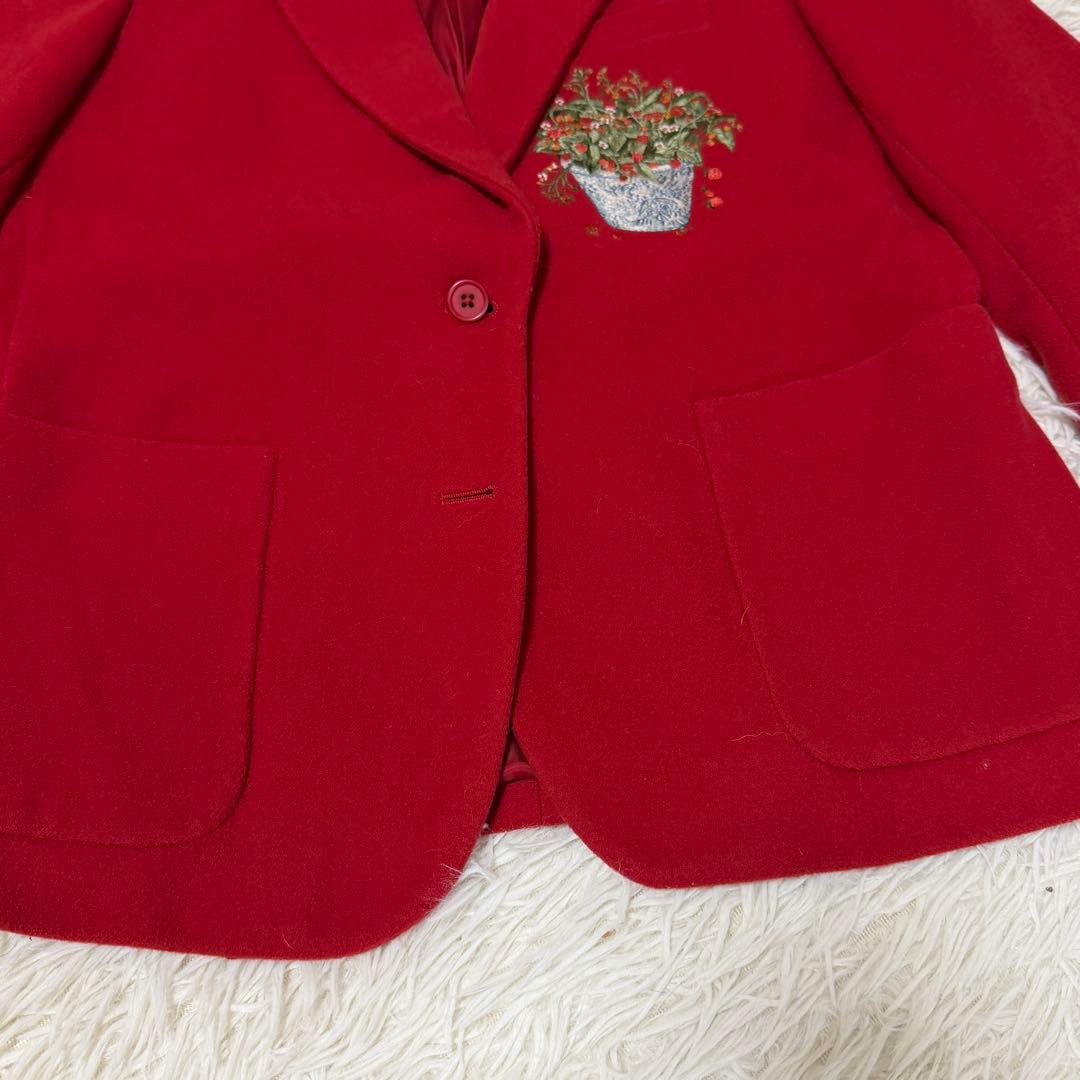 カネコイサオ　花柄刺繍ジャケット 赤　オーバーサイズ　ピンクハウス　ゆったり