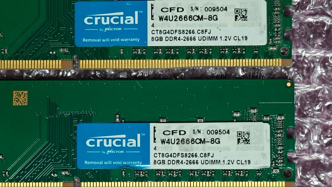 DDR4 8GBx2枚 16GB pc4-2666 動作確認済み ⑤