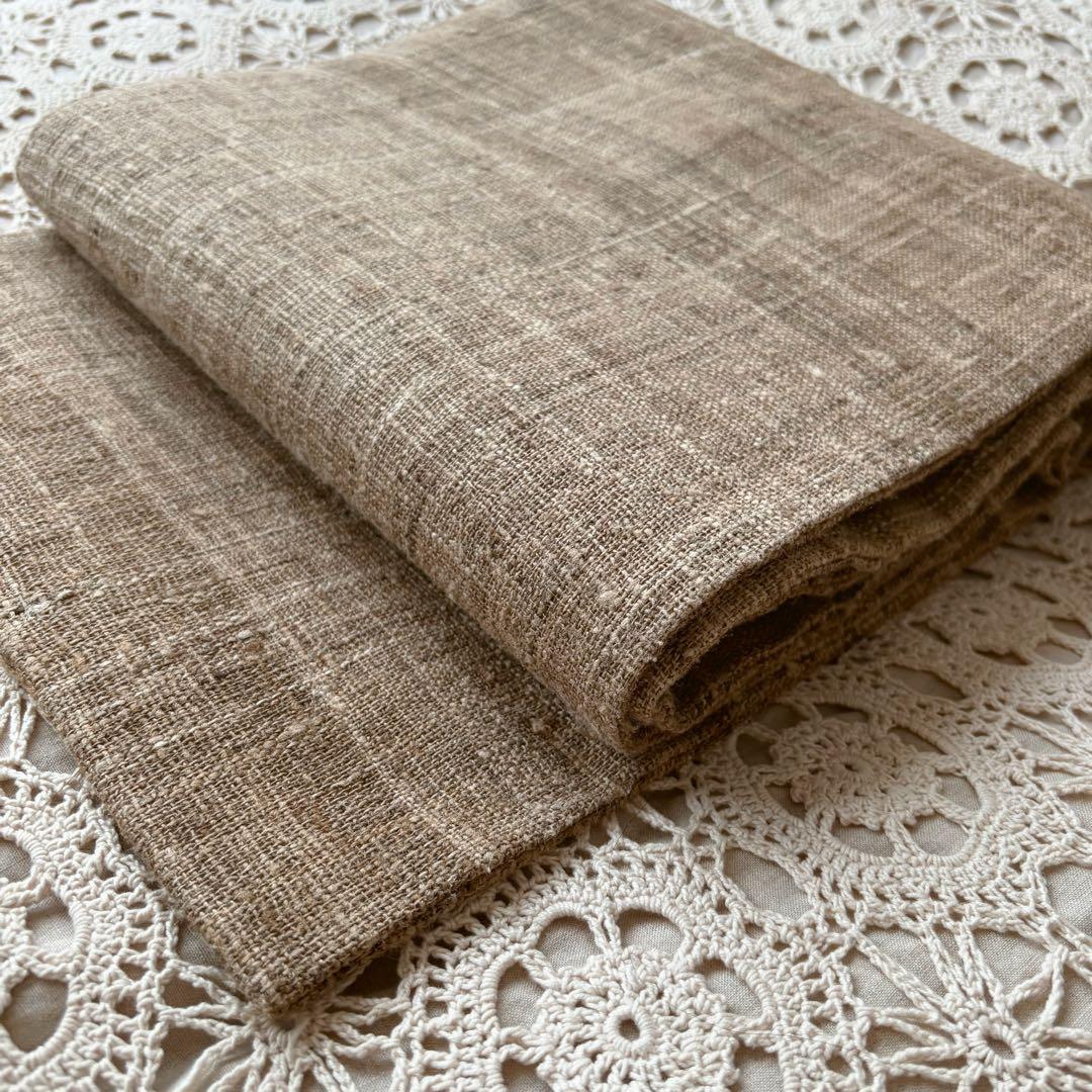 樹木の幹を思わせる焦げ茶色 無地帯 紬帯 信州紬 名古屋帯