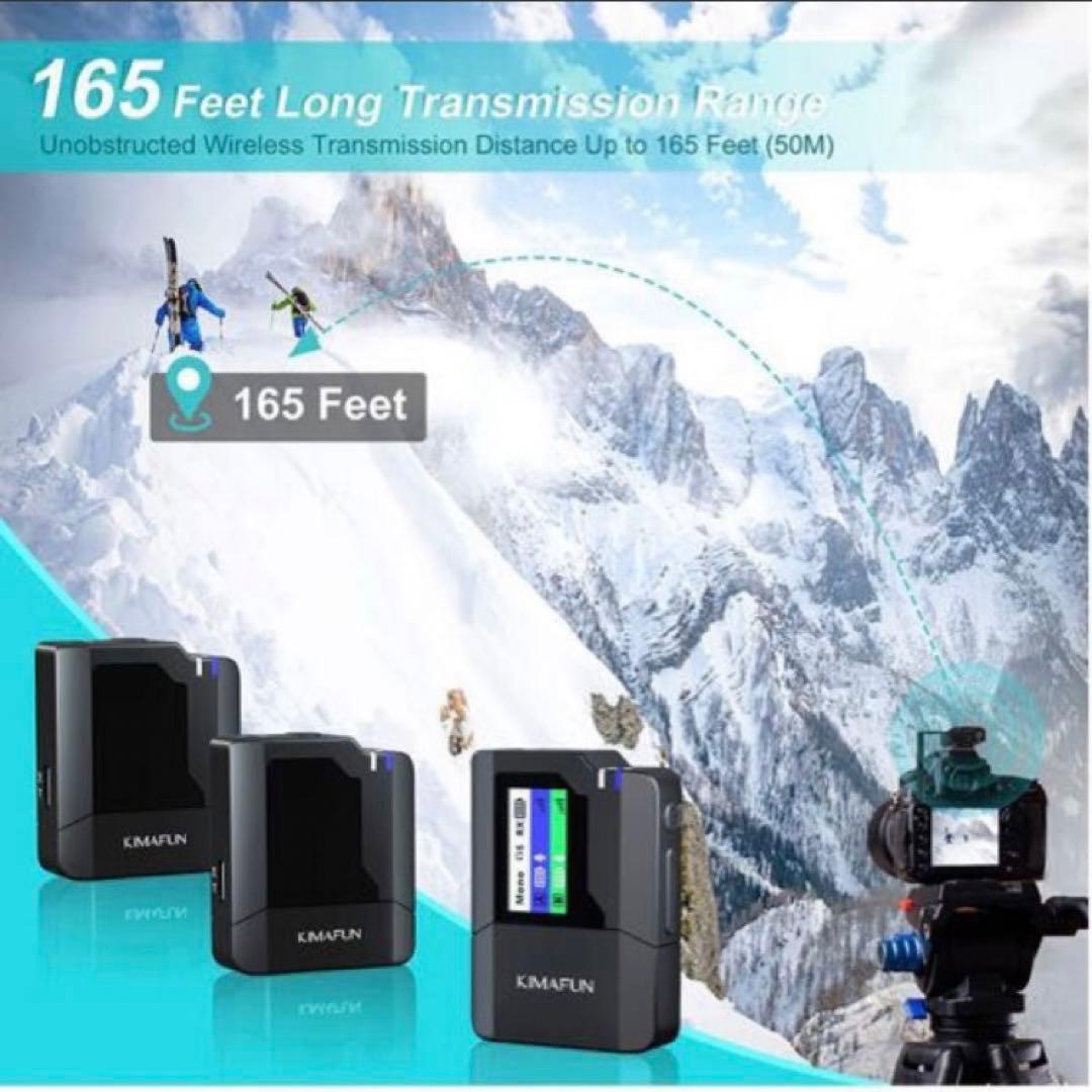 ピンマイクワイヤレスKIMAFUN2.4G無線小型軽量50M伝送距離動画撮影集音