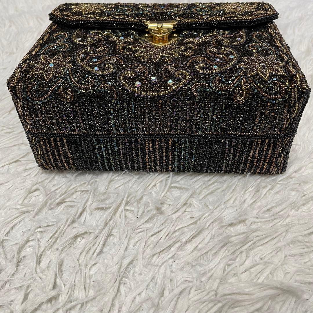 L'oro ロロ ビーズバッグ ターンロック金具 ハンドバッグ アンティーク