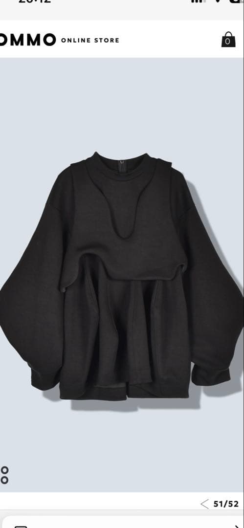 OMMO バルーンスリーブ 黒 長袖トップス