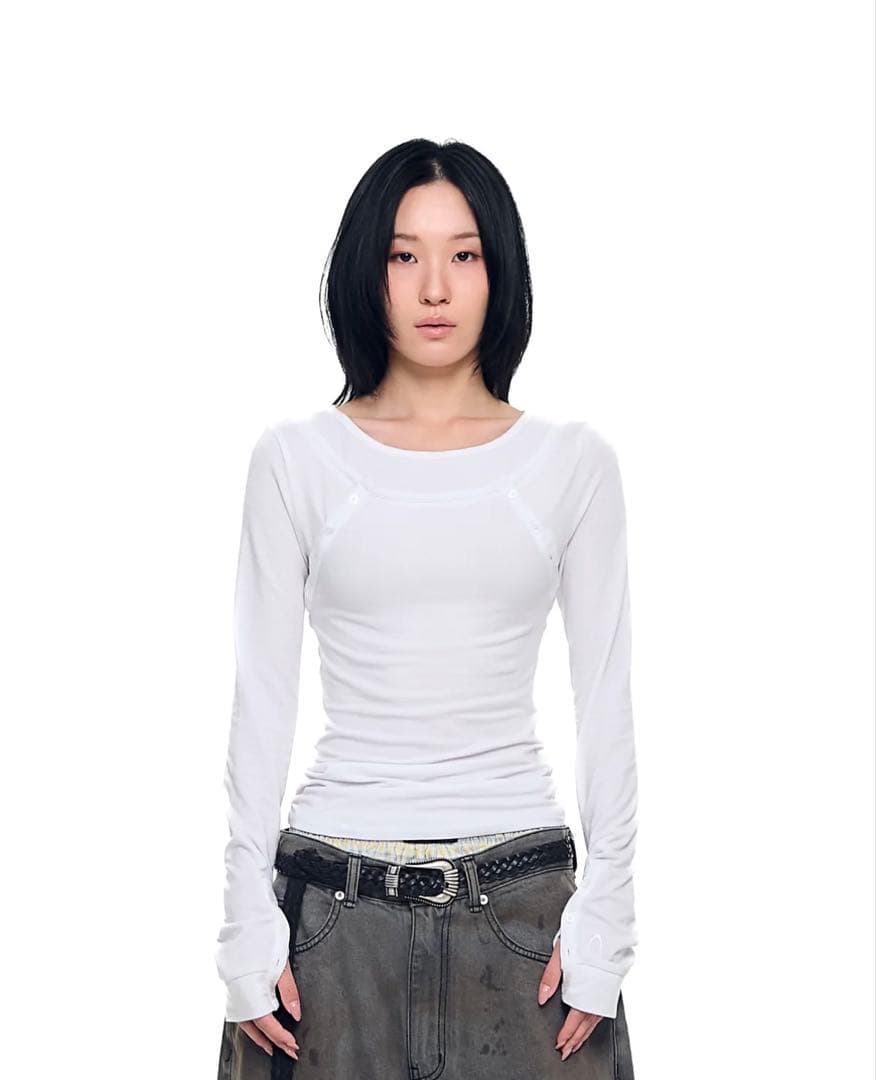 わお様AAKAM ホワイト 長袖トップス