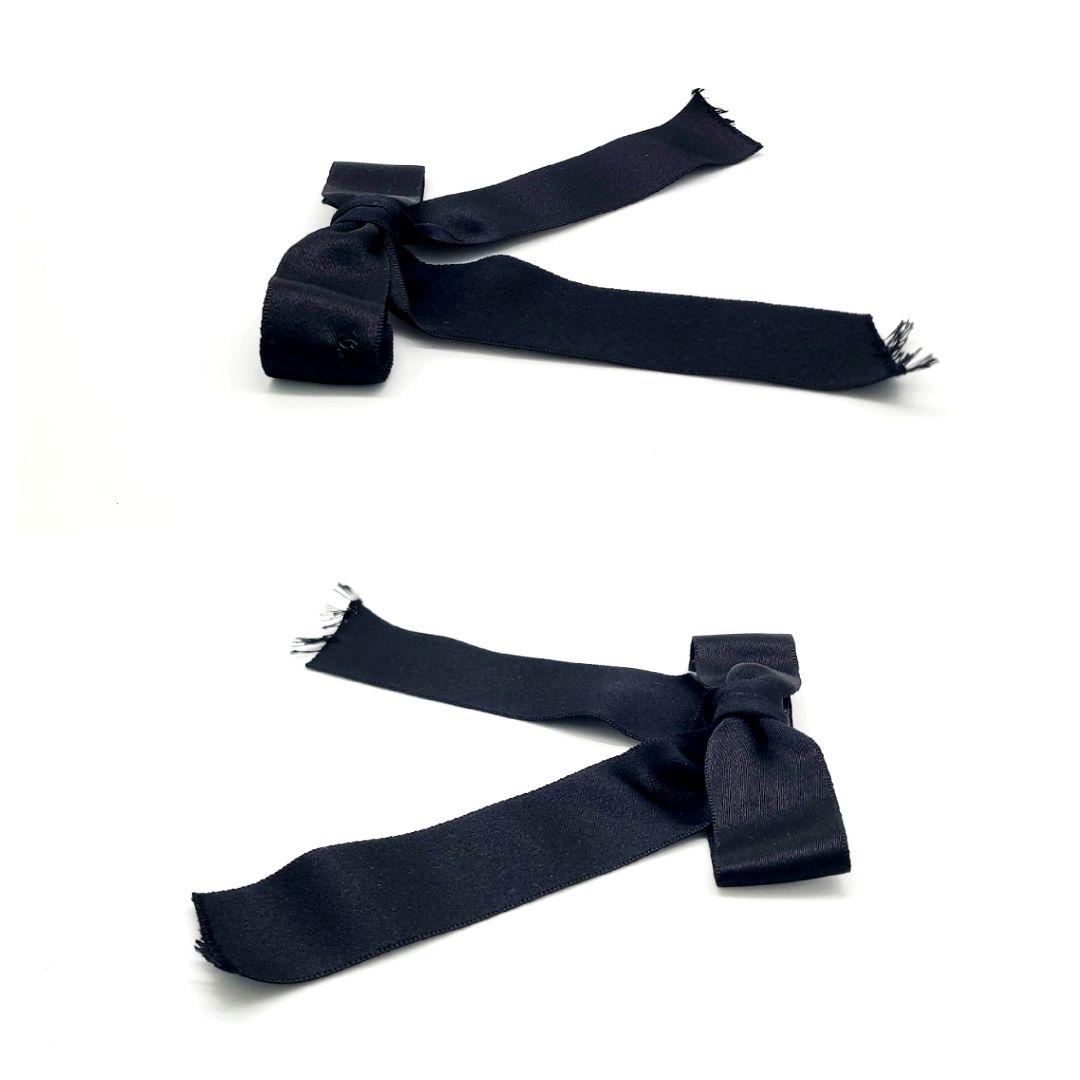 シャネル シルク ココマーク リボン ブラックバレッタ ヘアアクセサリー