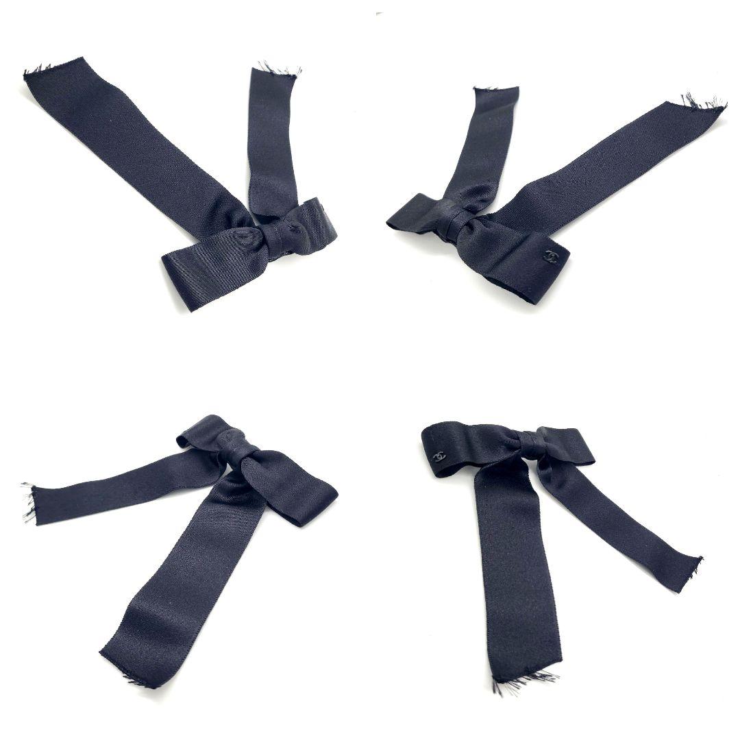 シャネル シルク ココマーク リボン ブラックバレッタ ヘアアクセサリー