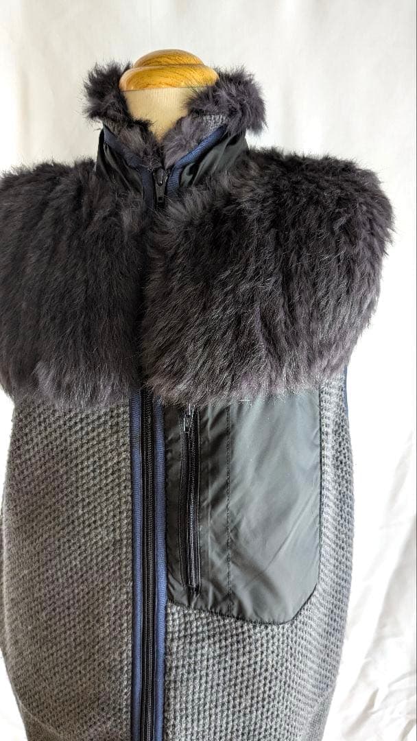 サカイsacai ラビットファー×ウールニットベストブルー系サイズ1