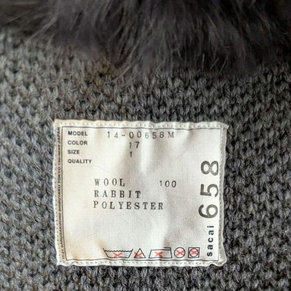 サカイsacai ラビットファー×ウールニットベストブルー系サイズ1