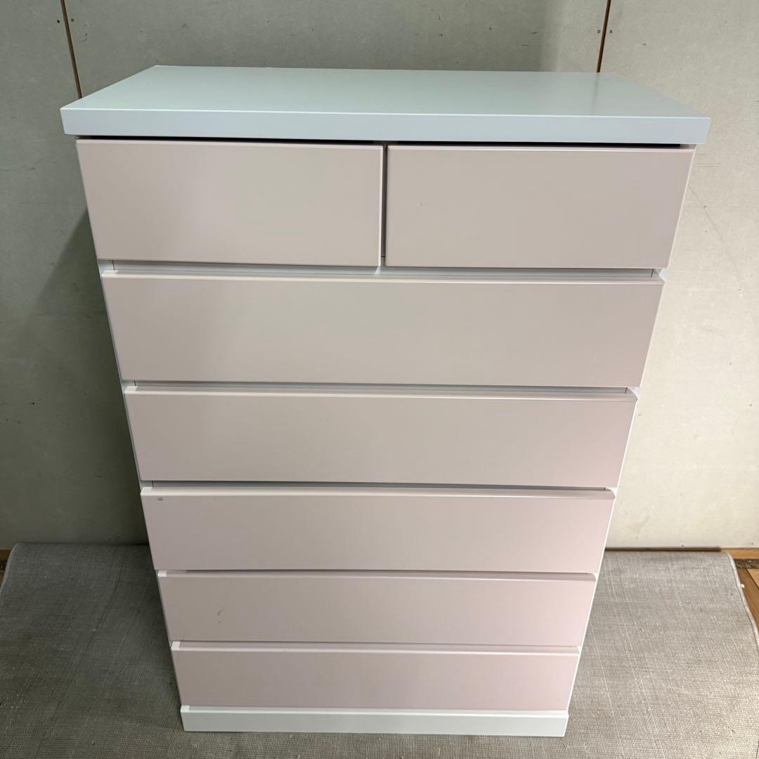 【745】木製チェスト 6段 ピンク